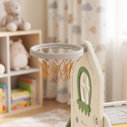 Toddler Slide 5-in-1, Foldable Climber with Hoop, 1-3Y