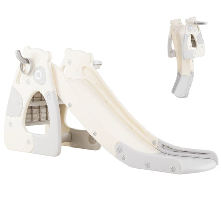 Toddler Slide with Basketball Hoop – Foldable, Gray