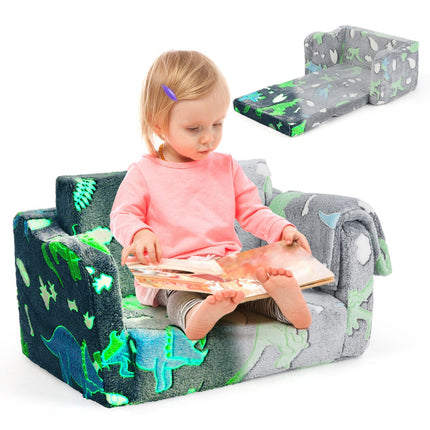 Toddler Sofa Bed with Blanket, Gray, Flannel Fabric