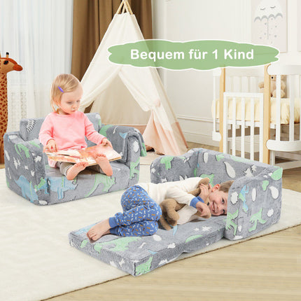 Toddler Sofa Bed with Blanket, Gray, Flannel Fabric