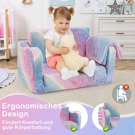 Toddler Sofa Bed with Blanket – Rainbow Design