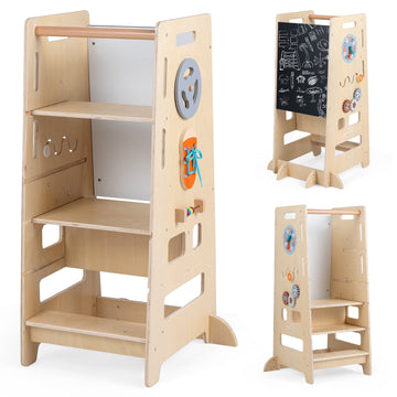 Toddler Standing Tower, Adjustable Height, Natural Wood