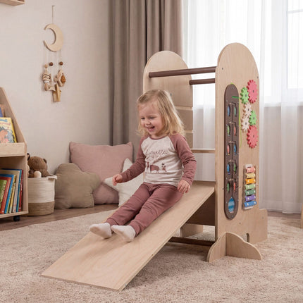 Toddler Standing Tower with Adjustable Height and Chalkboard