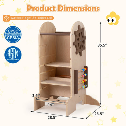 Toddler Standing Tower with Adjustable Height and Chalkboard
