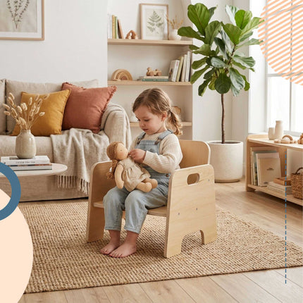 Toddler Stool, Engineered Wood, Natural, 1 Year+