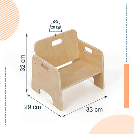 Toddler Stool, Engineered Wood, Natural, 1 Year+