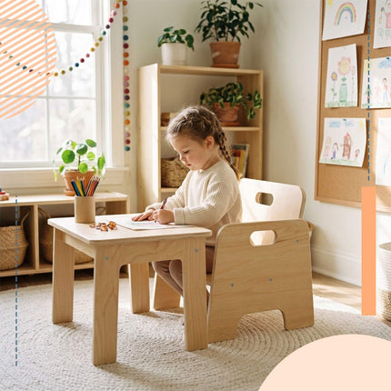 Toddler Stool, Engineered Wood, Natural, 1 Year+