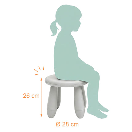 Toddler Stool, White Plastic, 26x28 cm