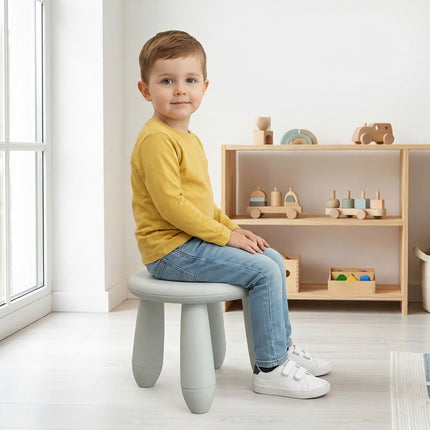Toddler Stool, White Plastic, 26x28 cm