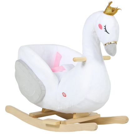 Toddler Swan Rocker with Lullaby, Soft Filling, Wood Frame