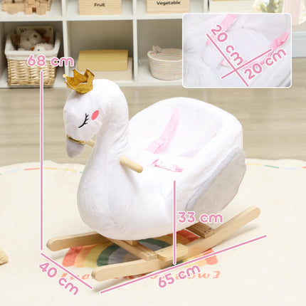 Toddler Swan Rocker with Lullaby, Soft Filling, Wood Frame