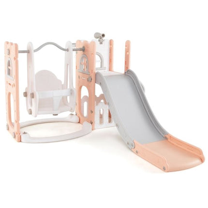 Toddler Swing and Slide Set, 7-in-1 L-Shaped, Pink