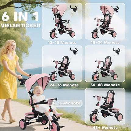 Toddler Tricycle, 6-in-1, Adjustable Seat, Foldable
