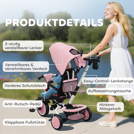 Toddler Tricycle, 6-in-1, Adjustable Seat, Foldable