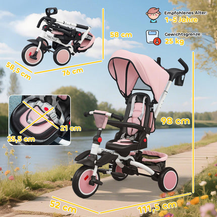 Toddler Tricycle, 6-in-1, Adjustable Seat, Foldable