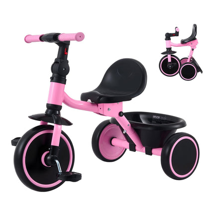 Toddler Tricycle, Folding, Adjustable Seat, Basket 2-5