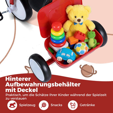 Toddler Tricycle with Light-Up Wheels, Adjustable Seat, Storage Box