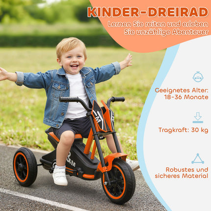 Toddler Tricycle with Pedals, Steel Frame, Orange, 18-36 Months