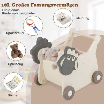 Toddler Walker with 18L Storage, Sheep Design, 4 Wheels