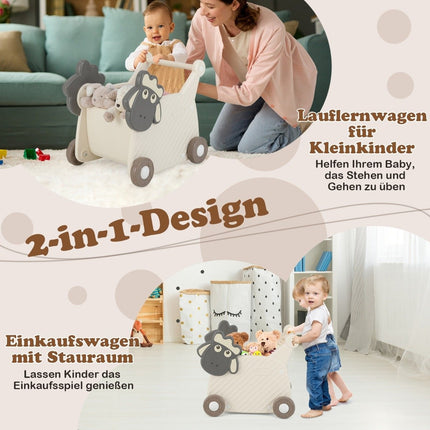 Toddler Walker with 18L Storage, Sheep Design, 4 Wheels