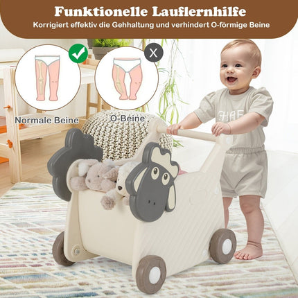 Toddler Walker with 18L Storage, Sheep Design, 4 Wheels
