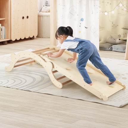 Toddler Wooden Climber Arch, 3-In-1 Ramp And Mat