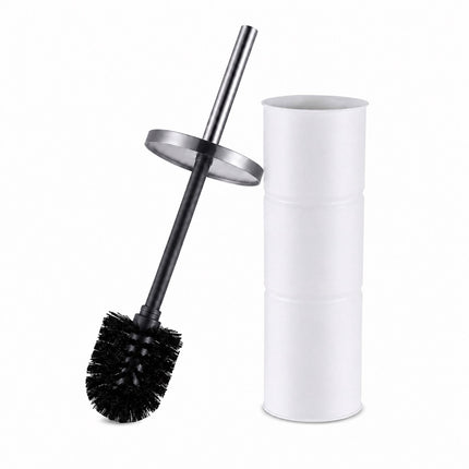 Toilet Brush Set with Stainless Steel Handle, White