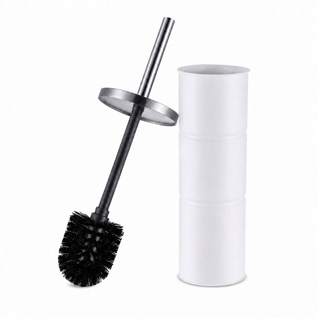 Toiletborstelset met roestvrijstalen handvat, wit