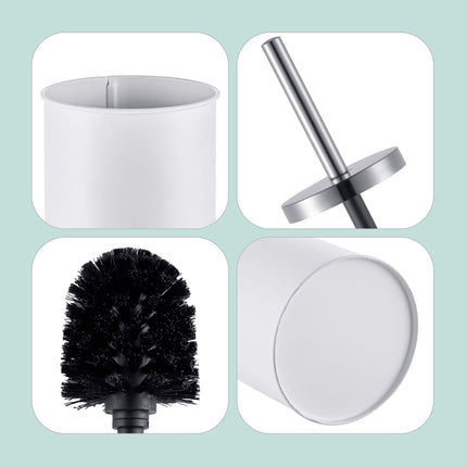 Toilet Brush Set with Stainless Steel Handle, White
