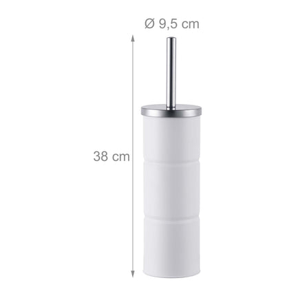 Toilet Brush Set with Stainless Steel Handle, White