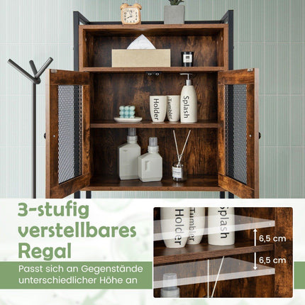 Toilet Cabinet with Double Door Bathroom Shelf Washing Machine Shelf 60 x 24 x 172 cm Brown