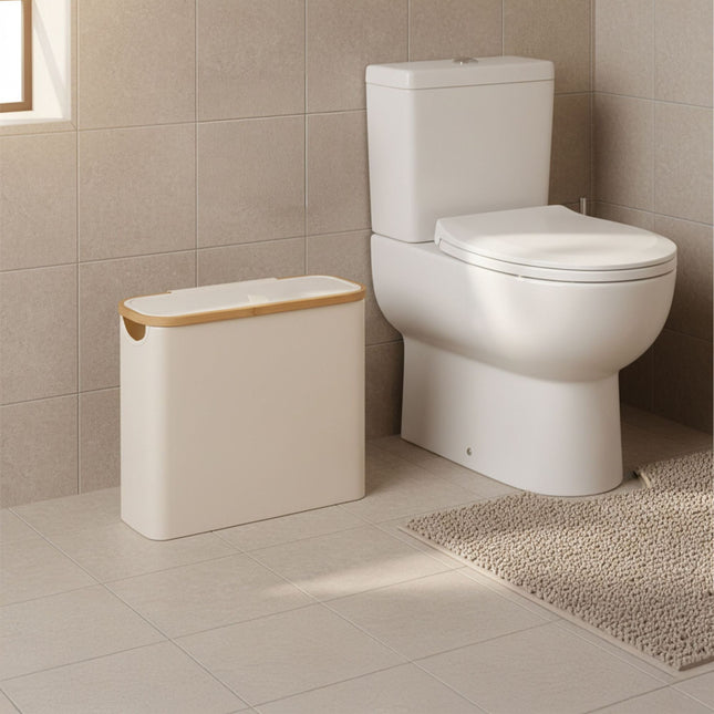 Toiletpapierhouder, van stof, geschikt voor 12 rollen.