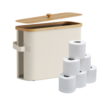Toilet Paper Holder, Fabric with Bamboo Lid, 12 Rolls