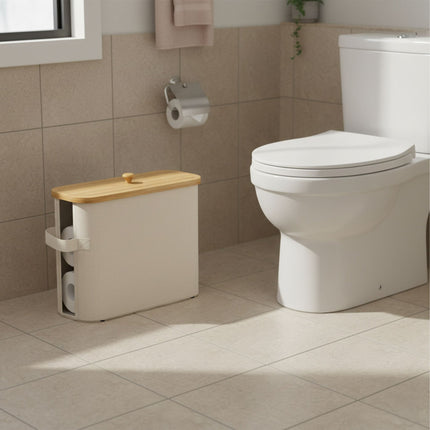 Toilet Paper Holder, Fabric with Bamboo Lid, 12 Rolls
