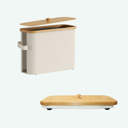 Toilet Paper Holder, Fabric with Bamboo Lid, 12 Rolls