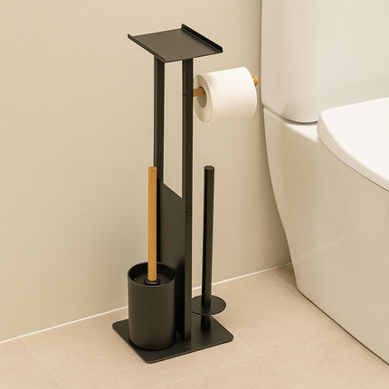 Toilet Paper Holder – Metal & Bamboo, Freestanding