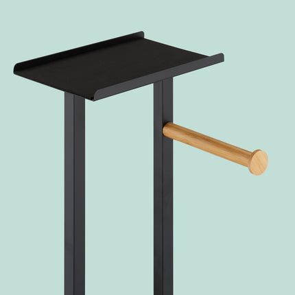 Toilet Paper Holder – Metal & Bamboo, Freestanding