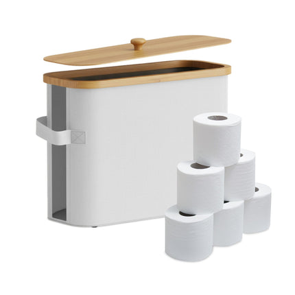 Toilet Paper Holder, Square Fabric, Holds 12 Rolls