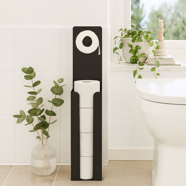 Toiletrolhouder met opbergruimte voor reserverollen