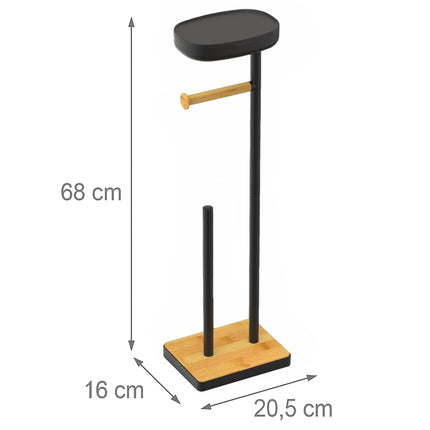Toilet Paper Holder with Shelf – Bamboo, Freestanding