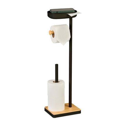 Toilet Paper Holder with Shelf – Bamboo, Freestanding