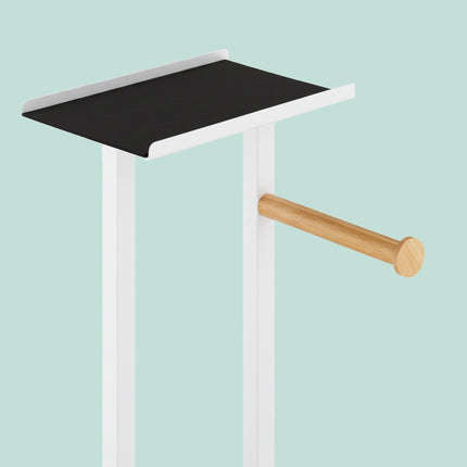 Toilet Paper Holder with Shelf – Metal & Bamboo