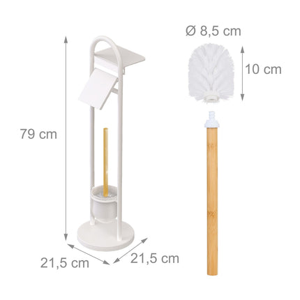 Toilet Paper Holder with Shelf – Metal and Bamboo