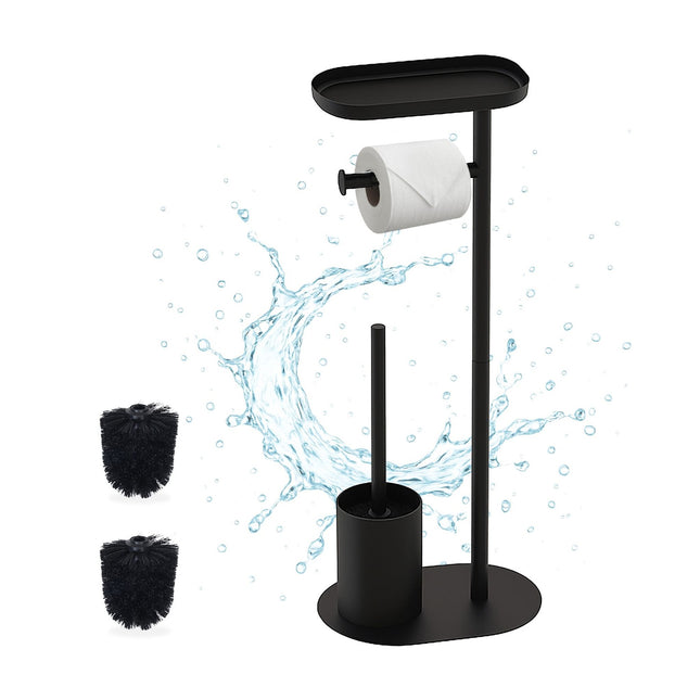 Toilet Paper Holder with Shelf and Brush