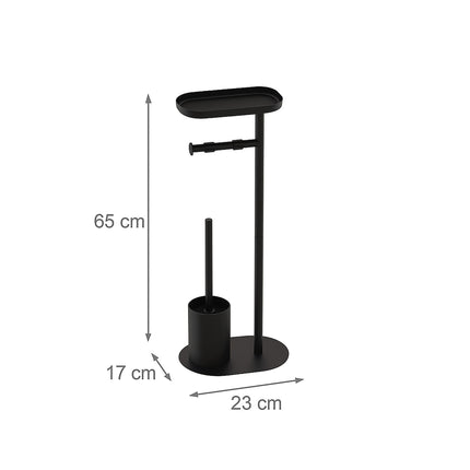 Toilet Paper Holder with Shelf and Brush