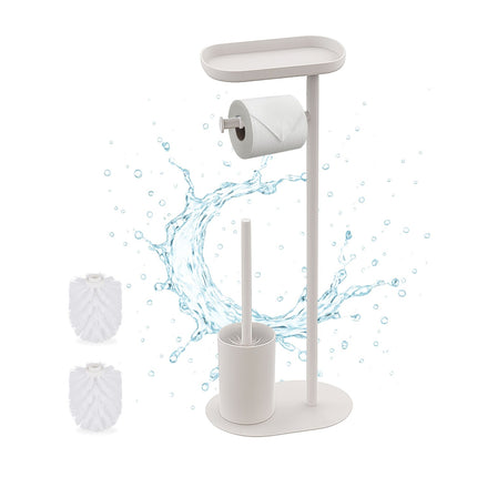 Toilet Paper Holder with Shelf and Brush