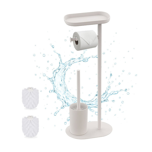 Toilet Paper Holder with Shelf and Brush