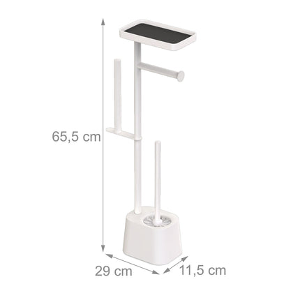 Toilet Paper Holder with Shelf and Brush – Metal