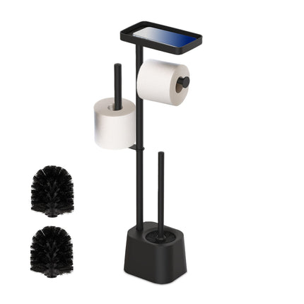 Toilet Paper Holder with Shelf and Brush – Metal