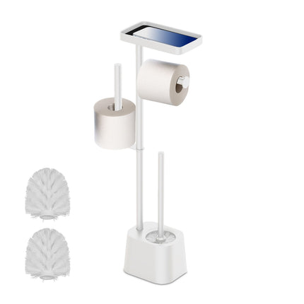 Toilet Paper Holder with Shelf and Brush – Metal